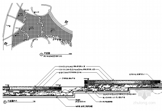 [天津]住宅小区园林景观水景设计施工图-小瀑布大样图