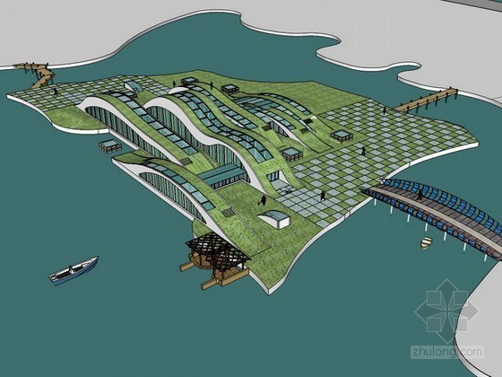 游船码头su建筑资料下载-码头建筑sketchup模型下载