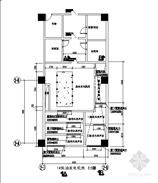 柴油发电机房电气图纸资料下载-柴油发电机房环保安装图