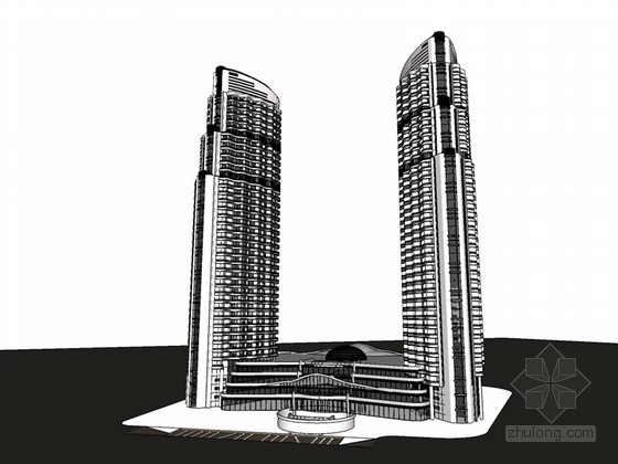 高层办公建筑消防资料下载-高层办公建筑SketchUp模型下载