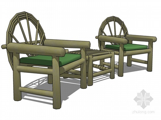 露天看台座椅模型下载资料下载-竹制座椅SketchUp模型下载