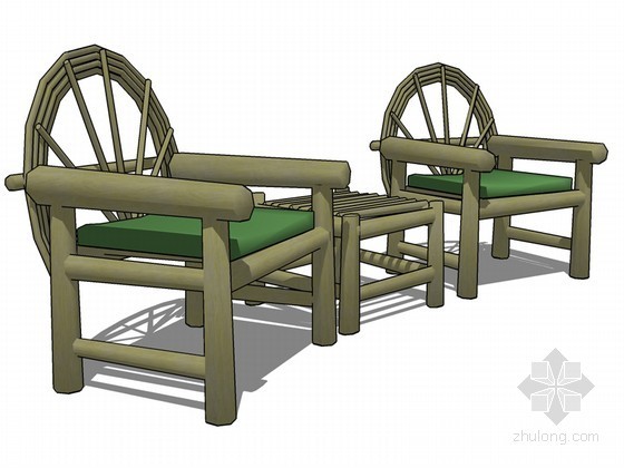 塑料座椅3d模型资料下载-竹制座椅SketchUp模型下载