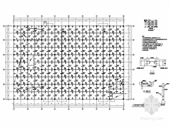 [福建]4S店带夹层轻钢结构施工图（含建施、计算书）-二层板配筋平面图