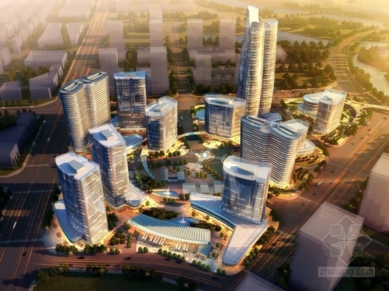 城市中心商业区设计资料下载-[北京]现代风格超高层商业区规划及单体设计方案文本