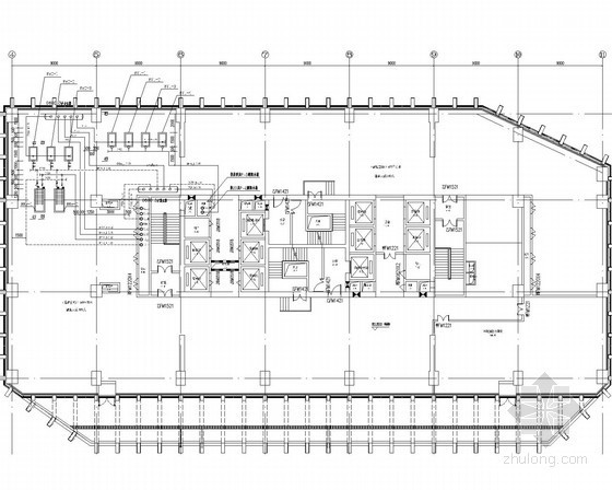 [福建]超高层综合建筑暖通空调通风防排烟系统施工图（著名设计院 含人防、换热站）-高区换热站平面管线图 