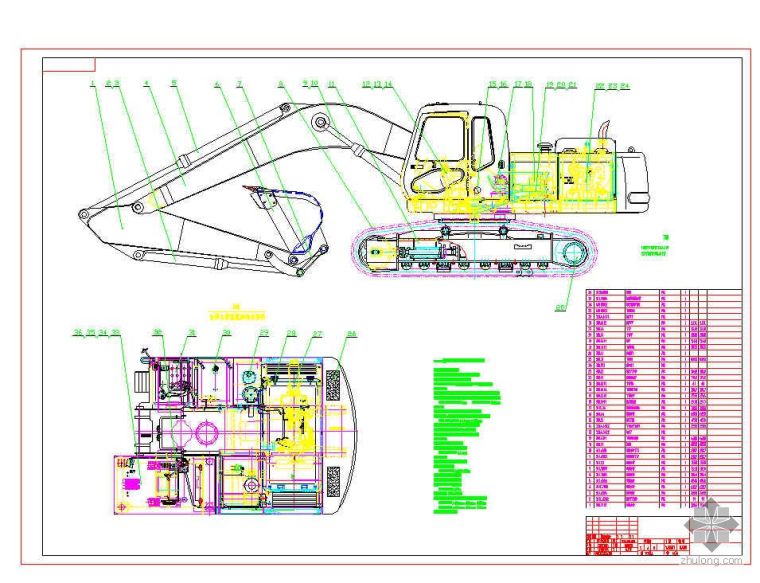 中式园林cad总图资料下载-PC310液压挖掘机CAD总图