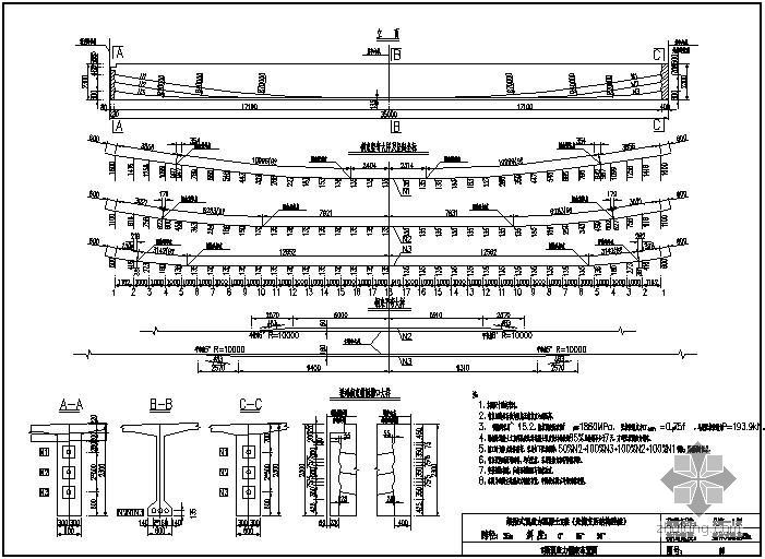 35m翼板钢筋布置图资料下载-装配式预应力混凝土T梁桥（先简支后结构连续）上部构造通用图[跨径：35m，桥面宽度：整体式路基28.