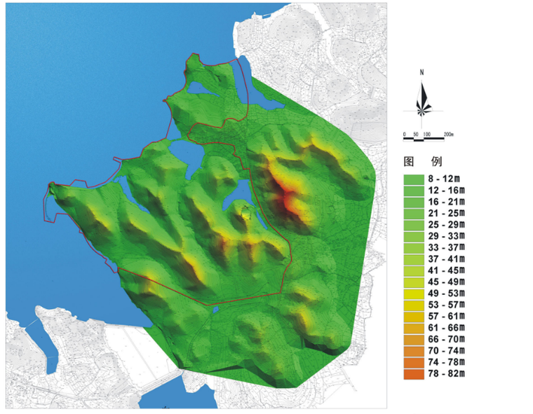 鄱阳湖国际度假村修建性规划-高程分析图
