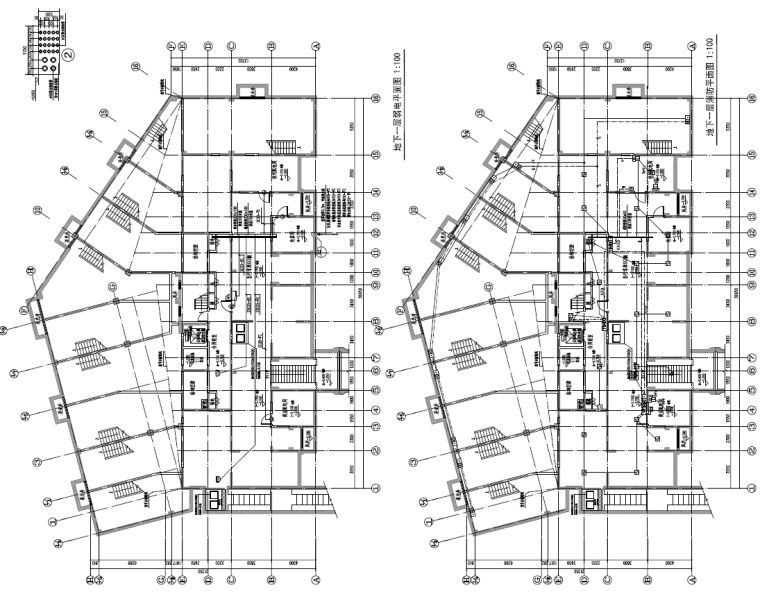 上海高层住宅社区机电专业施工图-上海公租房社区机电设备施工图-弱电平面图