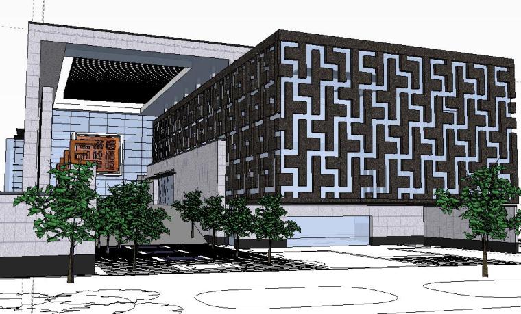 泉州图书馆施工资料下载-精现代风格图书馆建筑模型设计
