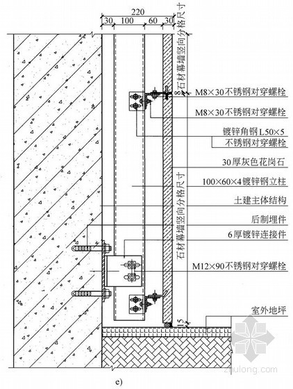 幕墙女儿墙收口资料下载-石材幕墙底部收口节点详图