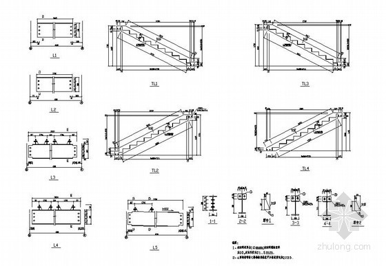 钢结构四跑楼梯楼梯资料下载-某三跑楼梯构造详图