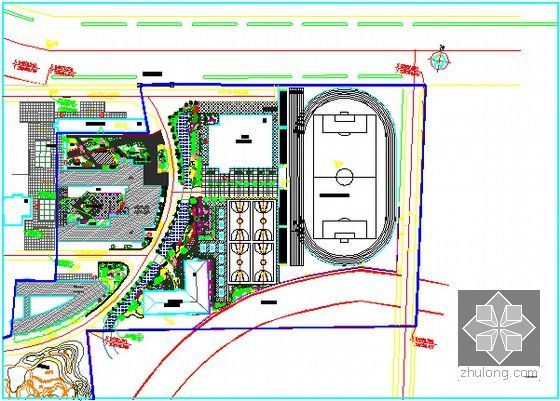 [山东]中学室外运动场及室外管网工程预算书(含施工图纸)-总平面布置图