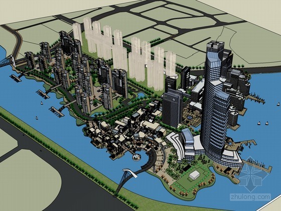 绿色建筑综合小区资料下载-综合小区建筑SketchUp模型下载