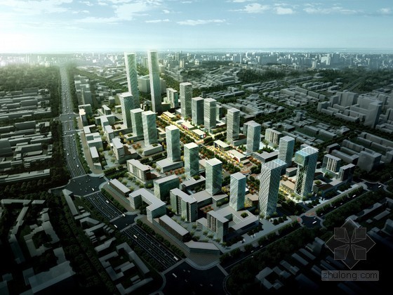城市建筑群草图模型资料下载-高层商业建筑群3D模型下载