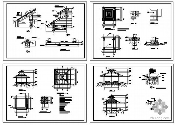 凉亭木结构施工图资料下载-某木亭结构施工图