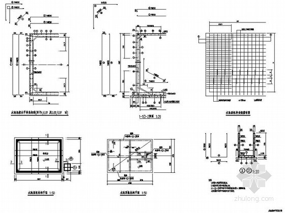 水池结构大样CAD资料下载-某水池结构平面及大样节点详图