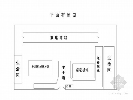 市政道路工程施工组织设计84页（投标）-施工总平面图 