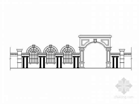 钢结构大门建筑施工图全套资料下载-某欧式大门建筑施工图