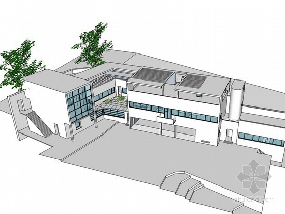 英国斯沃尼奇追求住宅资料下载-邱奇邸住宅SketchUp建筑模型