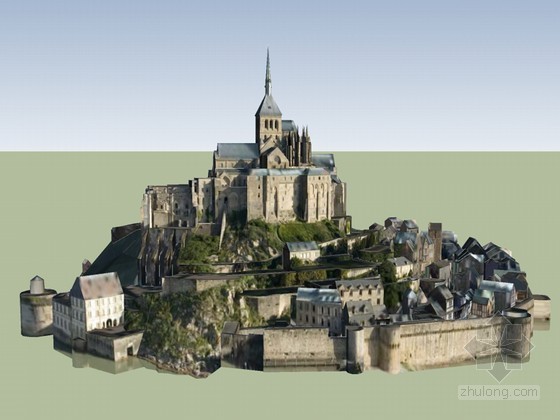 城堡sketchup模型资料下载-圣米歇尔山城堡SketchUp模型下载