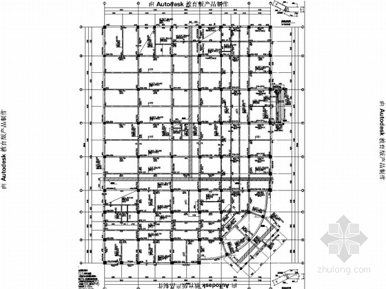 [超市]包头五层框架结构施工图（含建筑图、楼梯计算书）-二层梁配筋平面图 