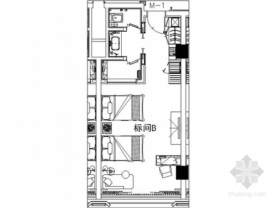 宾馆标间平面资料下载-[陕西]豪华酒店标间室内装饰装修图（含效果）