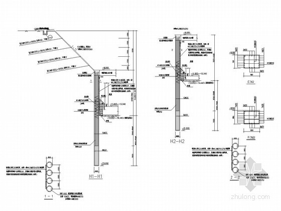 [浙江]航站楼深基坑开挖支护及降水施工方案（附施工图）-基坑支护剖面图 