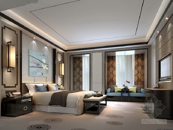 [成都]五星级品牌酒店室内设计方案卧室效果图