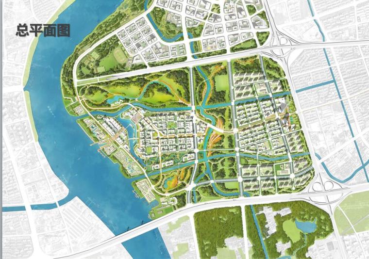 [上海]某滨江南片区城市设计方案文本（包含PPT+51页）-总平面图