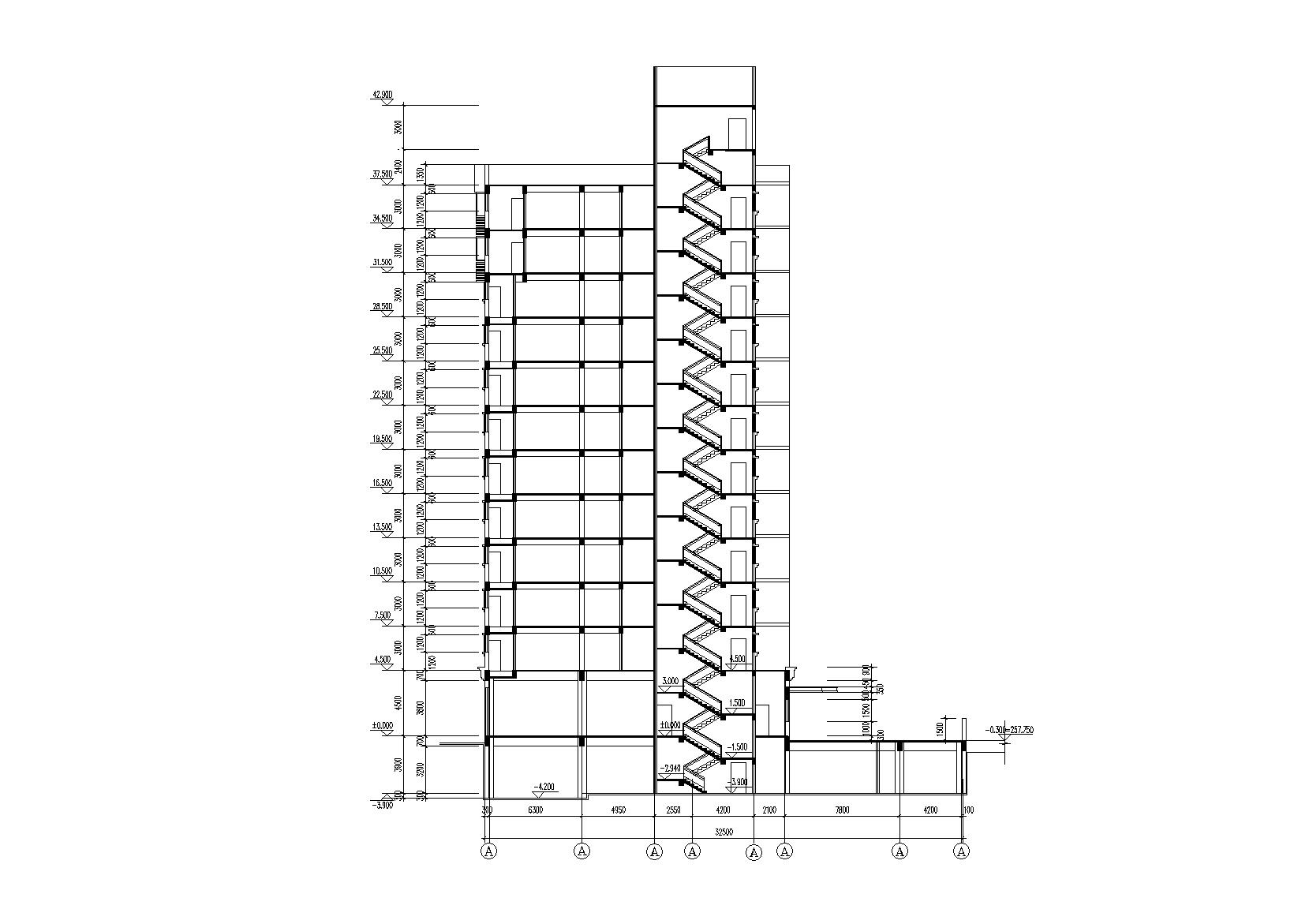 重庆中学教学楼建施图-剖面图