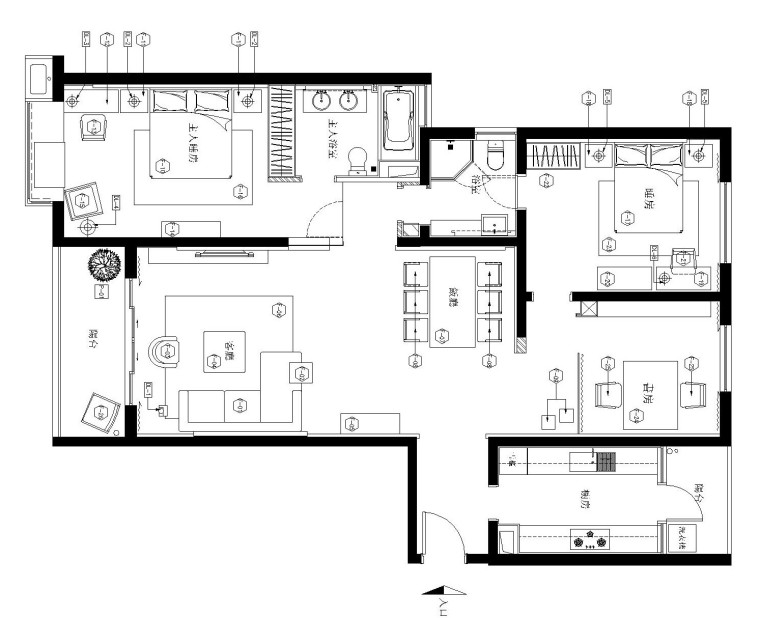客厅平面施工图资料下载-上海凯欣豪园样板间施工图设计