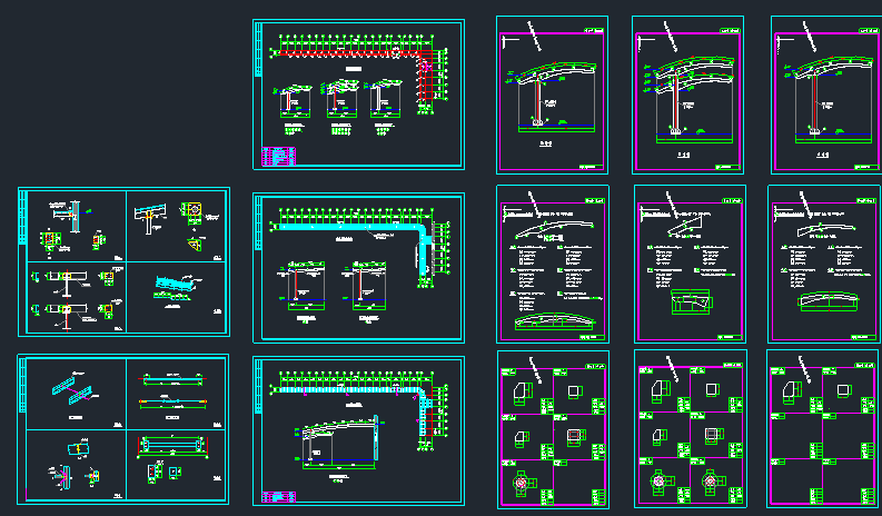 各类型钢结构雨棚施工图