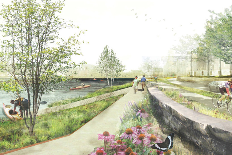 滨河公园设计cad资料下载-连接历史，明尼阿波利斯滨河公园“水工程”