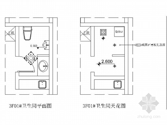 [福建]某豪华ktv卫生间室内装修施工图