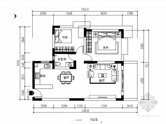 7层住宅二室两厅资料下载-[毕业设计]现代简欧两室两厅室内装修图（含效果模型）