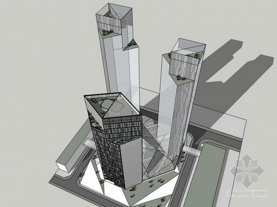 高层商业建筑平面cad资料下载-高层商业建筑SketchUp模型