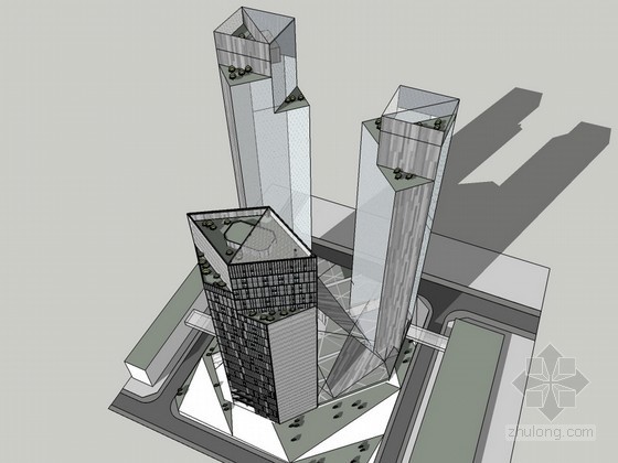 高层商业su模型资料下载-高层商业建筑SketchUp模型