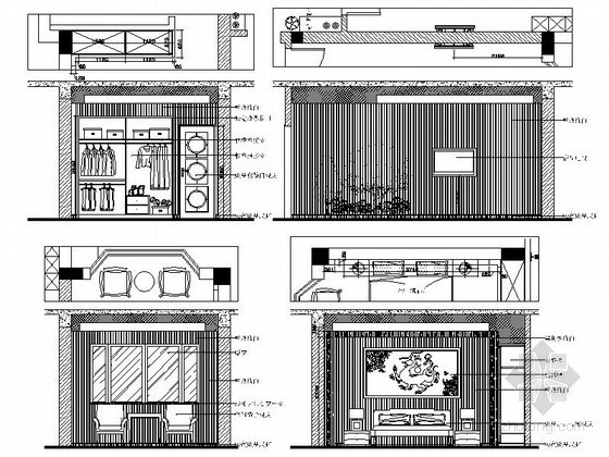4层现代风格商业立面图资料下载-现代中式风格别墅主卧立面图
