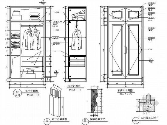 家具四门衣柜资料下载-双门衣柜装修详图