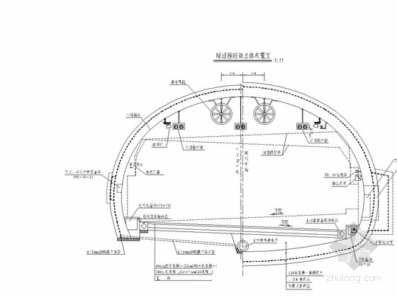 衬砌结构构造设计CAD图资料下载-复合式衬砌单洞隧道施工图101张CAD（含排水消防照明监控）