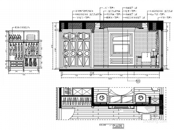 [四川]海景洋房欧式五居室样板房CAD施工图（含效果）次卧室立面图