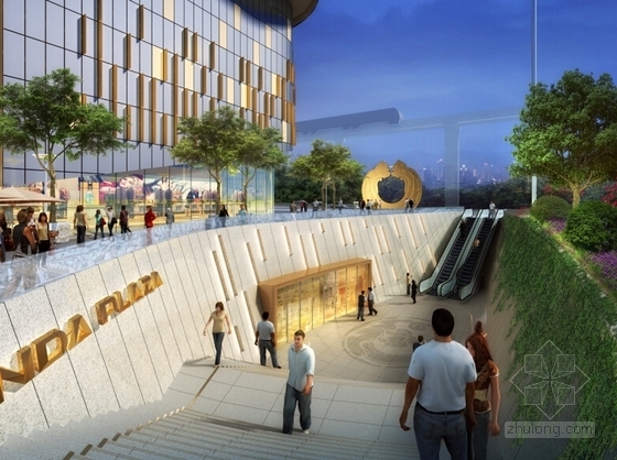 [重庆]民族特色商业广场设计方案-景观效果图