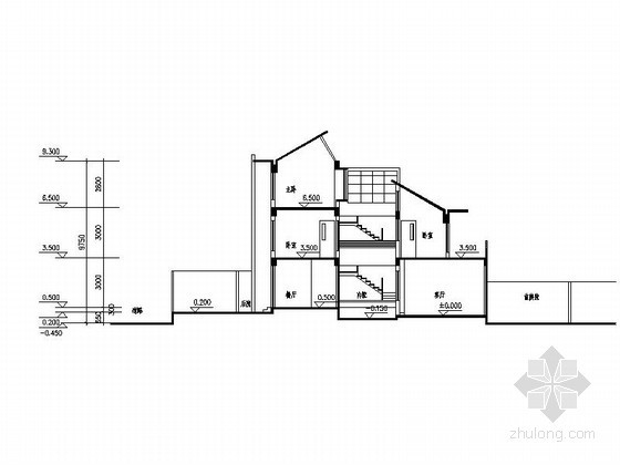 [深圳]某三层八联排徽式别墅（D型）建筑方案图- 