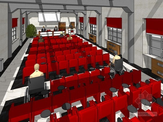 高校礼堂内部设计资料下载-礼堂sketchup模型下载
