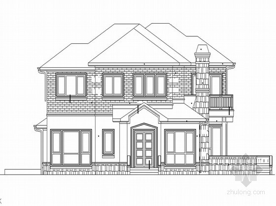 美式别墅建筑施工图CAD资料下载-某二层美式别墅建筑施工图