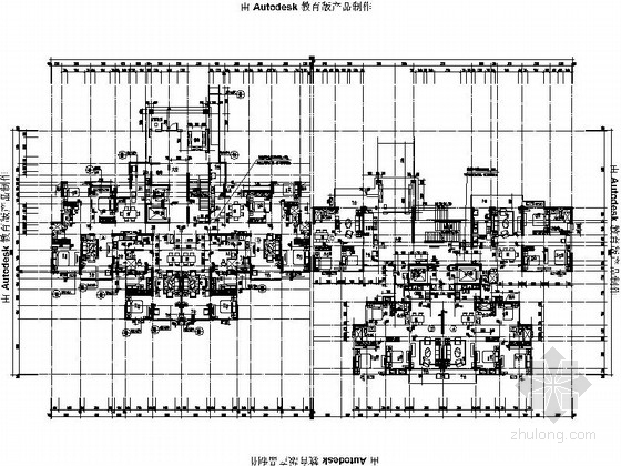 [江西]30层框剪结构商业办公建筑设计施工图（知名地产）-30层框剪结构商业办公建筑设计平面图 