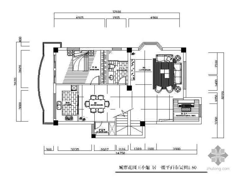 30平米公寓装修平面图资料下载-某复式装修平面图