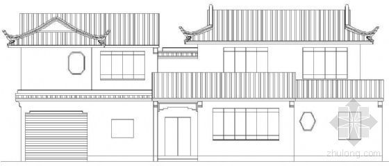 二层住宅建筑外观资料下载-某二层古建别墅建筑方案（二）
