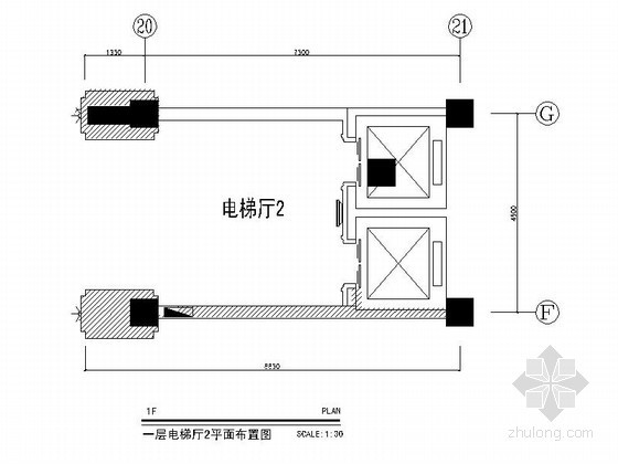 大堂电梯厅装修资料下载-酒店大堂二号电梯厅室内装修图